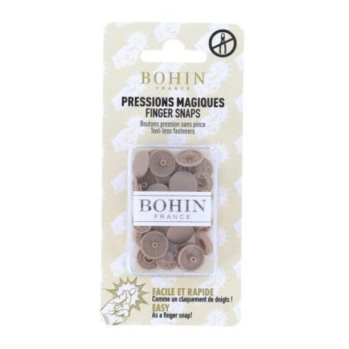 Pressions Magiques - Boîte De 8 Boutons Pression Sans Pince 13 Mm - Bohin Beige
