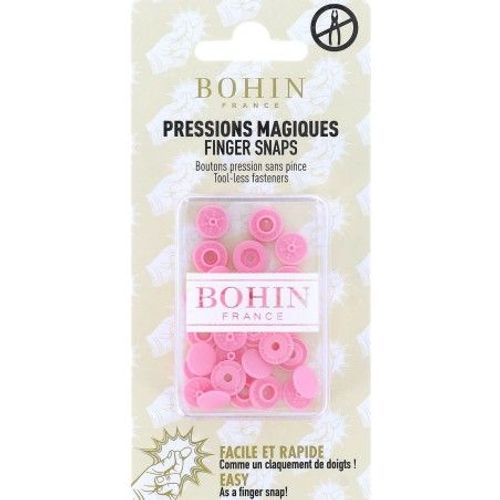 Pressions Magiques - Boîte De 8 Boutons Pression Sans Pince 9 Mm - Bohin Rose
