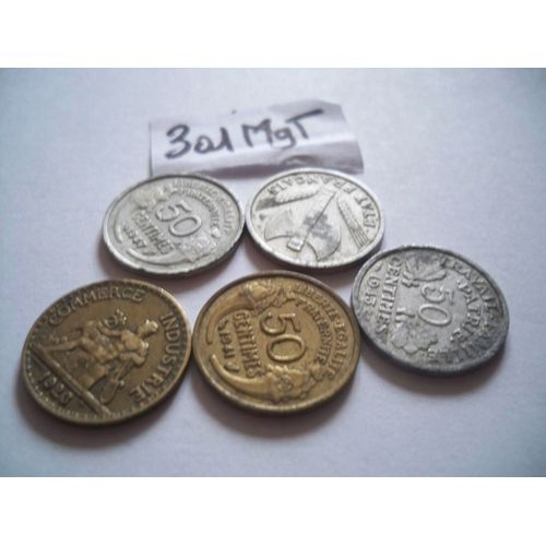 301mgt Piece De 50 Centimes 1923-1942-1943-1941-1947