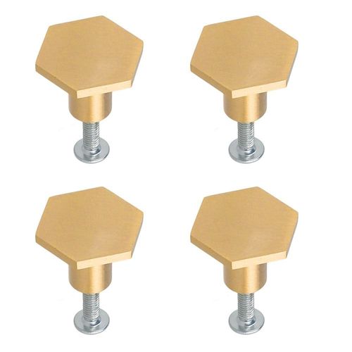 Poignées de tiroir hexagonales en laiton pour placard ¿ Ensemble de 8 petites et 4 grandes poignées