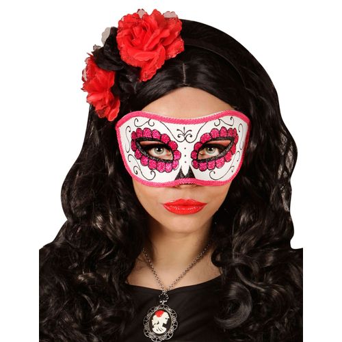 Loup Coloré Rose Pailletté Adulte Dia De Los Muertos Taille Unique