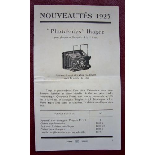 Ihagee Catalogue Publicité 1925 ( Appareils Photos )