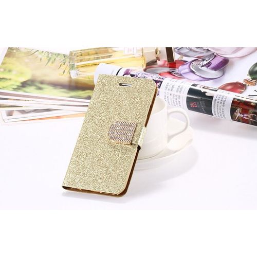 Etui A Rabat Iphone 6 6s Plus (5"5) Bling Or Diamond & Strass Leather Cuir Simili (Pu)