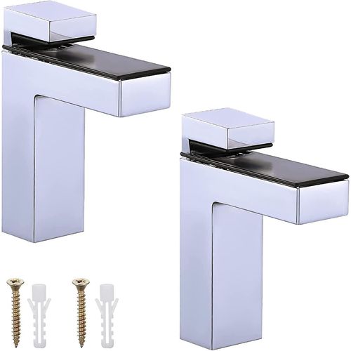 Supports D'étagère En Verre Réglables-Ensemble De 2, Supports Muraux En Alliage De Zinc Massif
