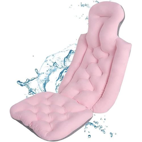 Oreiller de baignoire complet Bran avec 10 ventouses puissantes ¿ Mise à niveau et allongement ¿ Rose
