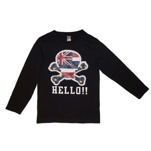 T-Shirt Tape À L&#39oeil Hello London Londres Tête De Mort Coton Noir Taille 8 Ans
