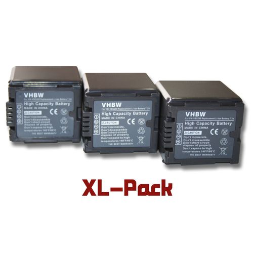 vhbw 3x Batteries compatible avec Panasonic HDC-HS700, HDC-HS9, HDC-SD100 caméra vidéo caméscope (2000mAh, 7,2V, Li-ion) avec puce d'information