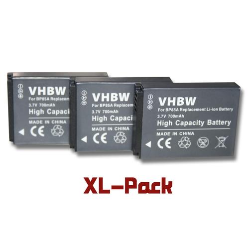 vhbw set de 3 batteries 700mAh pour appareil photo Samsung PL210, SH100, ST200, ST200F, WB210 comme BP85a / BP-85a / IA-BP85a EA-BP85a