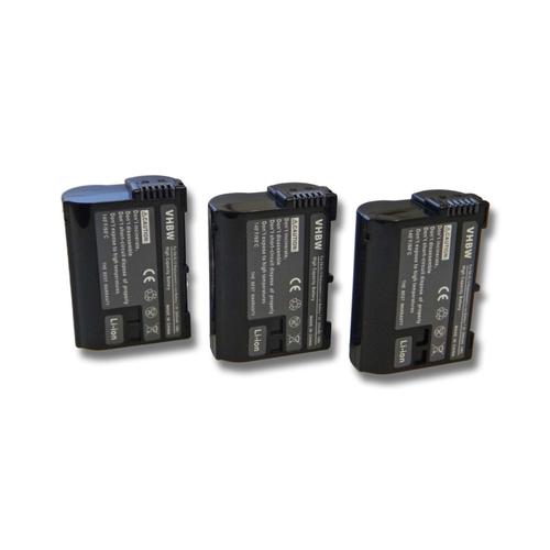 Lot de 3 batteries vhbw Li-Ion 2000mAh (7.0V) pour appareil photo Nikon, poign?e d'alimentation MB-D11, MB-D12, MD-D14, MB-D15 comme EN-EL15.