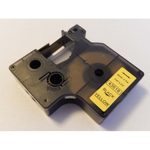 vhbw Ruban compatible avec Dymo LabelManager 100 Plus, 160, 200, 210D, 260P, 280, 300, 350 imprimante d'étiquettes 6mm Noir sur Jaune