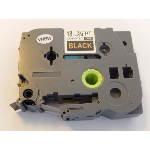 vhbw Ruban compatible avec Brother PT 1000 BTS, 1000 F, 1800 E, 1850 CC, 1850, 1800, 1750 imprimante d'étiquettes 18mm Or sur Noir