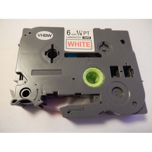 vhbw 1x Ruban compatible avec Brother PT 1000, 1230PC, 1200P, 1200, 1090, 1080, 1010, série 1000 imprimante d'étiquettes 6mm Rouge sur Blanc