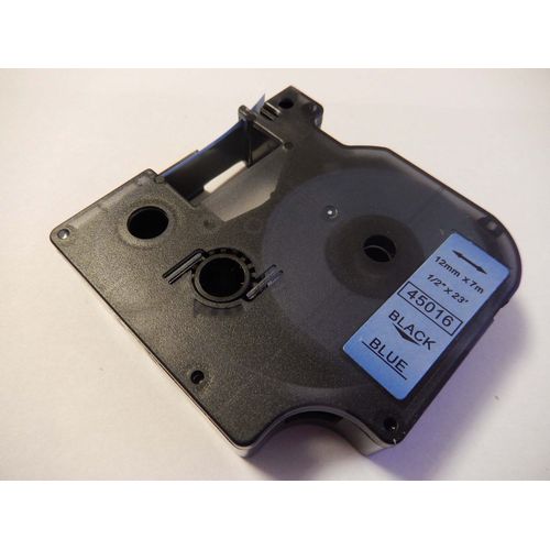 vhbw Ruban compatible avec Dymo LabelManager 100, 100 Plus, 120P, 160, 200, 210D, 260P, 280 imprimante d'étiquettes 12mm Noir sur Bleu