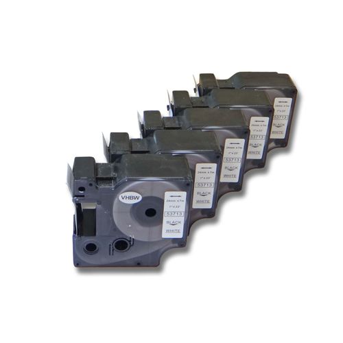 vhbw 5x Rubans compatible avec Dymo LabelManager 300, 400, 450, 450D, 500, 500TS imprimante d'étiquettes 24mm Noir sur Blanc