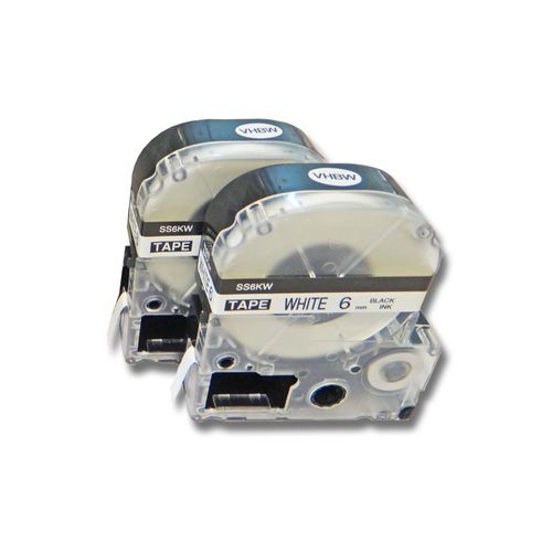 vhbw 2x Rubans compatible avec Epson LabelWorks LW-900P imprimante d'étiquettes 6mm Noir sur Blanc