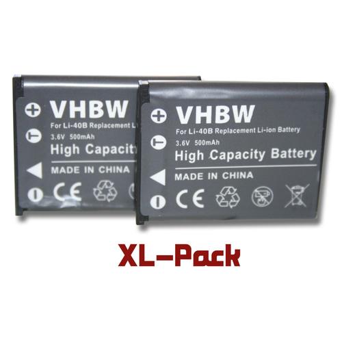 2 x batteries vhbw Set 500mAh compatible avec Kodak Pixpro Friendly Zoom FZ51, FZ52, FZ53 appareil photo remplace Kodak LB-012.