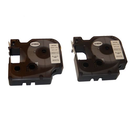 vhbw 2x Rubans compatible avec Dymo LabelWriter Duo, Duo 400, Duo 450 imprimante d'étiquettes 12mm Noir sur Blanc