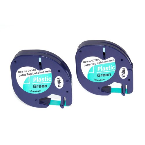 vhbw 2x cassette à bande cartouche 12mm pour imprimante d?étiquette Dymo LetraTag 2000, LT-100H, LT-100T, Plus LT-100H, QX50, XM, XR remplace 91204.