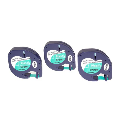 vhbw 3x cassette à bande cartouche 12mm pour imprimante d?étiquette Dymo LetraTag 2000, LT-100H, LT-100T, Plus LT-100H, QX50, XM, XR remplace 91204.