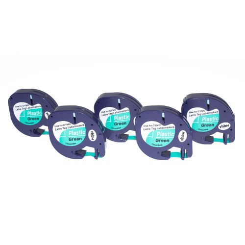 vhbw 5x cassette à bande cartouche 12mm pour imprimante d?étiquette Dymo LetraTag 2000, LT-100H, LT-100T, Plus LT-100H, QX50, XM, XR remplace 91204