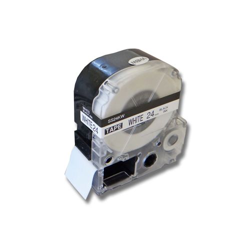 vhbw cassette à bande cartouche 24mm noir sur blanc pour imprimante d?étiquette Epson LabelWorks LW-1000P, LW-600P remplace LC-6WBN, SS24KW.
