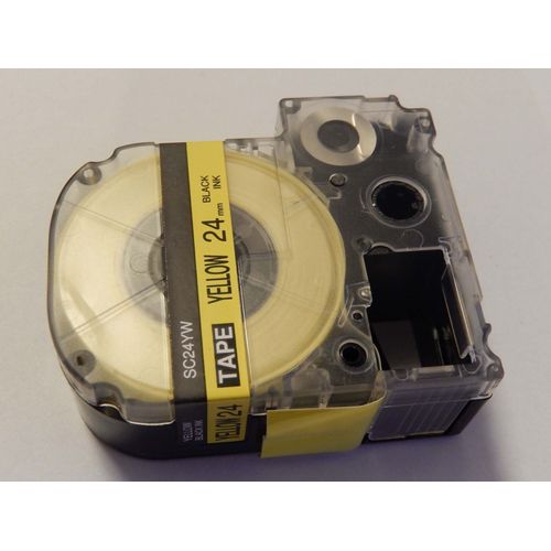 vhbw Ruban compatible avec KingJim SR950, SR750 imprimante d'étiquettes 24mm Noir sur Jaune