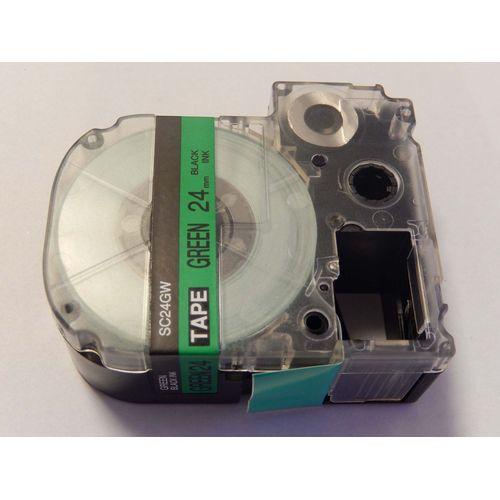 vhbw Ruban compatible avec KingJim SR950, SR750 imprimante d'étiquettes 24mm Noir sur Vert