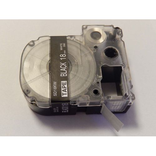 vhbw cassette à bande cartouche 18mm blanc sur noir pour imprimante d?étiquette Epson LabelWorks LW-1000P, LW-600P remplace LC-5BWV, SD18KW.