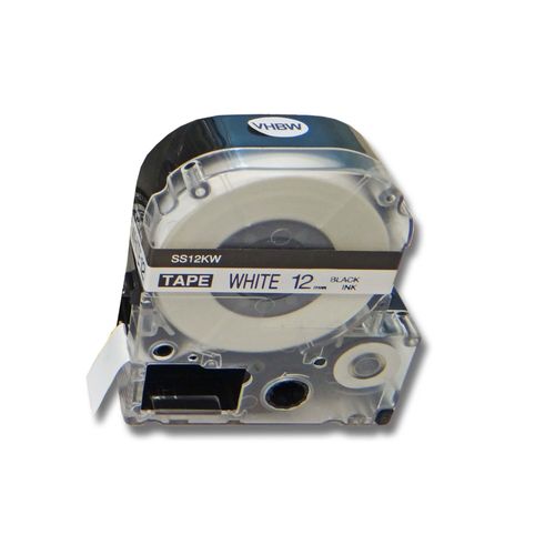 vhbw Ruban remplacement pour KingJim SS12KW pour imprimante d'étiquettes 12mm Noir sur Blanc