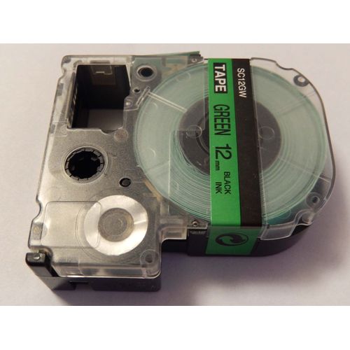 vhbw Ruban remplacement pour KingJim SC12GW pour imprimante d'étiquettes 12mm Noir sur Vert