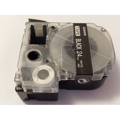 vhbw cassette à bande cartouche 24mm blanc sur noir pour imprimante d?étiquette Epson LabelWorks LW-1000P, LW-600P remplace LC-6BWV, SD24KW.