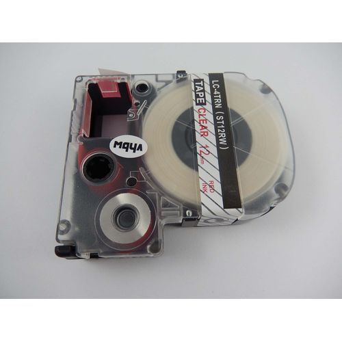 vhbw Ruban compatible avec KingJim SR3900C, SR330, SR230C, SR180, SR150, SR300TF, SR3700P imprimante d'étiquettes 12mm Rouge sur Transparent