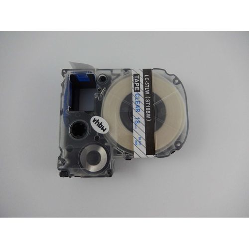 vhbw Ruban compatible avec KingJim SR3900C, SR330, SR230C, SR180, SR150, SR300TF, SR3700P imprimante d'étiquettes 18mm Bleu sur Transparent
