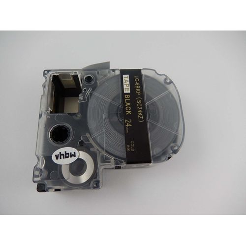 vhbw Ruban compatible avec KingJim SR530C, SR3900C, SR550, SR530, SR330, SR6700D, SR3900P imprimante d'étiquettes 24mm Or sur Noir