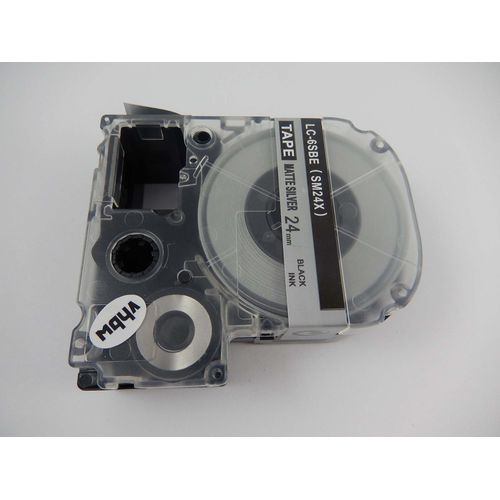 vhbw cassette à bande cartouche 24mm noir sur argent pour imprimante d?étiquette Epson LabelWorks LW-1000P, LW-600P remplace LC-6SBE, SM24X.