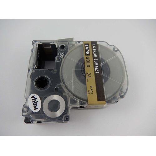 vhbw Ruban compatible avec KingJim SR330, SR3900C, SR3900P, SR530, SR530C, SR550, SR6700D imprimante d'étiquettes 24mm Noir sur Or