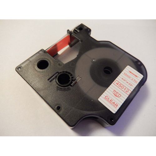 vhbw Ruban compatible avec Dymo 1000, 1000+, 2000, 3500, 4500, 5000, 5500 imprimante d'étiquettes 12mm Rouge sur Transparent