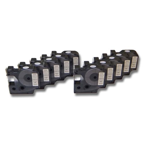 vhbw 10x Rubans compatible avec Dymo 2000, 5500, 3500, 4500 imprimante d'étiquettes 12mm Noir sur Blanc