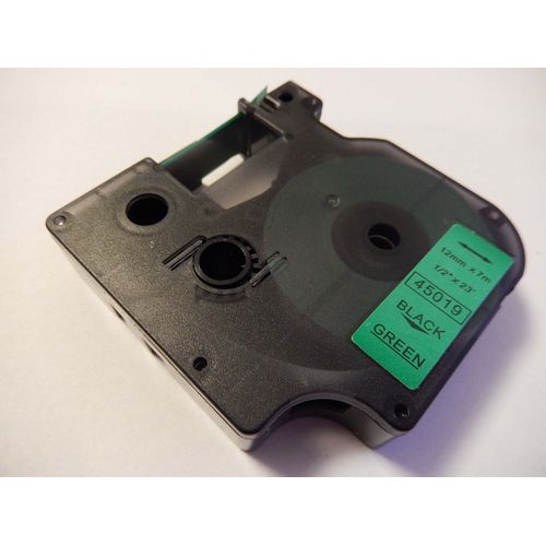 vhbw Ruban compatible avec Dymo 1000, 1000+, 2000, 3500, 4500, 5000, 5500 imprimante d'étiquettes 12mm Noir sur Vert