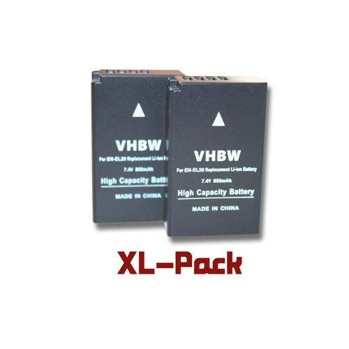 vhbw 2x Li-Ion batterie 850mAh (7.4V) pour appareil photo DSLR Nikon DL24-500 f/2.8-5.6 remplace EN-EL20, EN-EL20a.