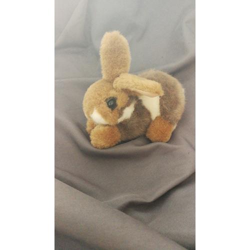 Peluche Lapin Allongé Marron Blanc Cp