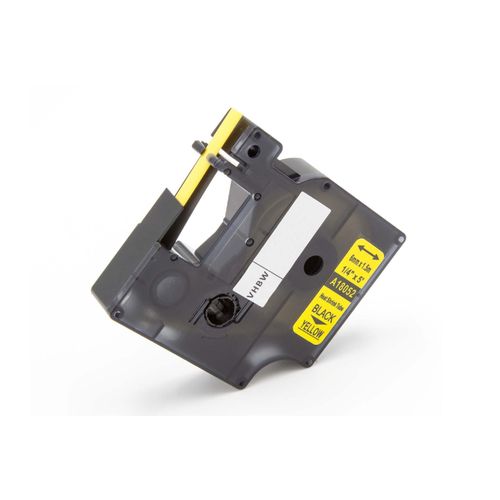 vhbw Ruban compatible avec 3M PL200, PL300 imprimante d'étiquettes Noir sur Jaune, cassette de gaine thermorétractable, 6 mm
