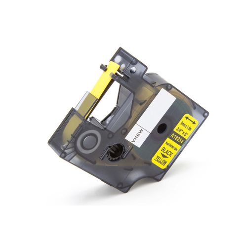 vhbw Ruban compatible avec 3M PL200, PL300 imprimante d'étiquettes Noir sur Jaune, cassette de gaine thermorétractable, 9 mm