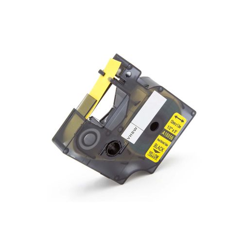 vhbw Ruban compatible avec Dymo Rhino 4200, 5200, 6000 imprimante d'étiquettes Noir sur Jaune, cassette de gaine thermorétractable, 12 mm