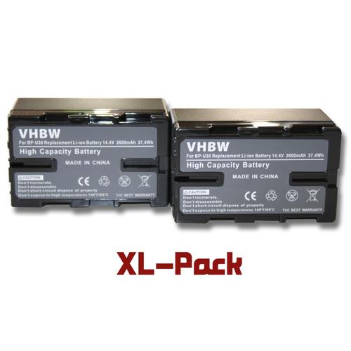 vhbw 2x batterie compatible avec Sony PXW-FS5, PXW-FS5K, PXW-FS7, PXW-FS7M2 caméra vidéo (2600mAh, 14,4V, Li-ion) avec puce d'information