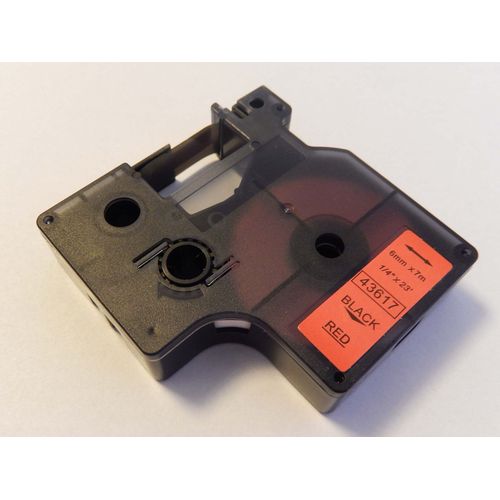 vhbw Ruban remplacement pour Dymo 43617, D1 pour imprimante d'étiquettes 6mm Noir sur Rouge