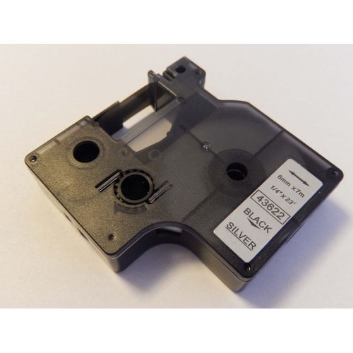 vhbw Ruban compatible avec Dymo 2000, 5000, 5500 imprimante d'étiquettes 6mm Noir sur Argent