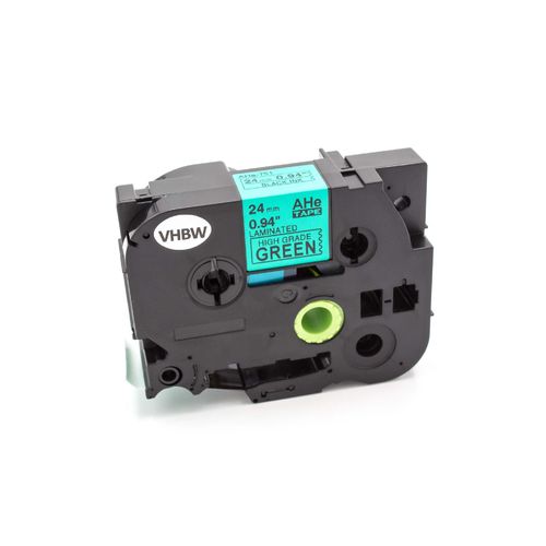 vhbw Ruban compatible avec Brother PT 9500 PC, 9700 PC, 9800 PCN, PT9800PCN, PT9700PC, PTE100 imprimante d'étiquettes 24mm Noir sur Vert