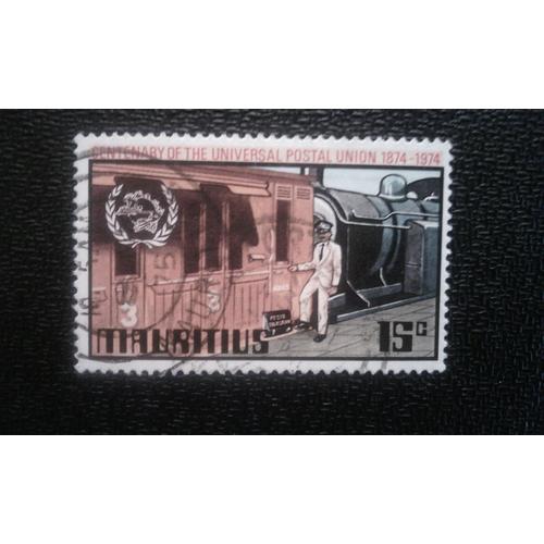 Timbre Mauritius ( Yt 399 ) 1974 Train Postal Et Emblème De L'upu