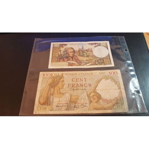 Deux Billets : 10 Francs Voltaire 1973 (Be) +100 Francs Sully 1939 (Etat Correct)